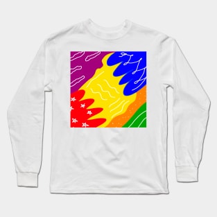 yellow colorful rainbow abstract pattern design Long Sleeve T-Shirt